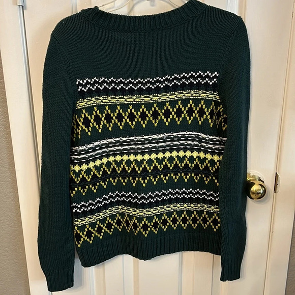Talbots Women’s (S) Green Diamond Fair Isle Crewneck “Nordic”Pullover SweaterNWT - Picture 2 of 6